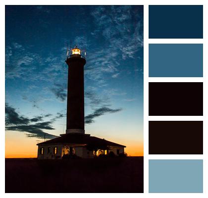 Blue Wall Sunset Sky Lighthouse Wall Clouds Dark Nature Image